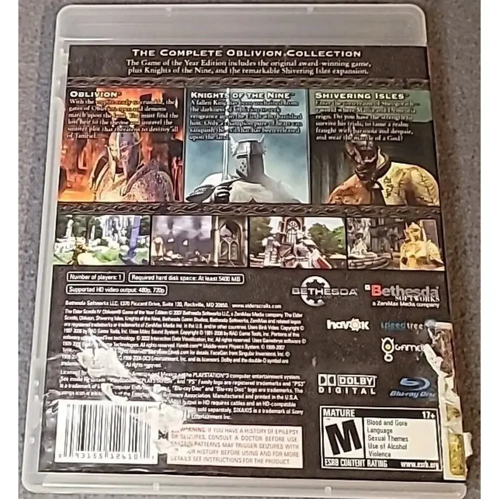 Sony PlayStation 3 PS3 The Elder Scrolls IV: Oblivion GOTY Edition Tested Works